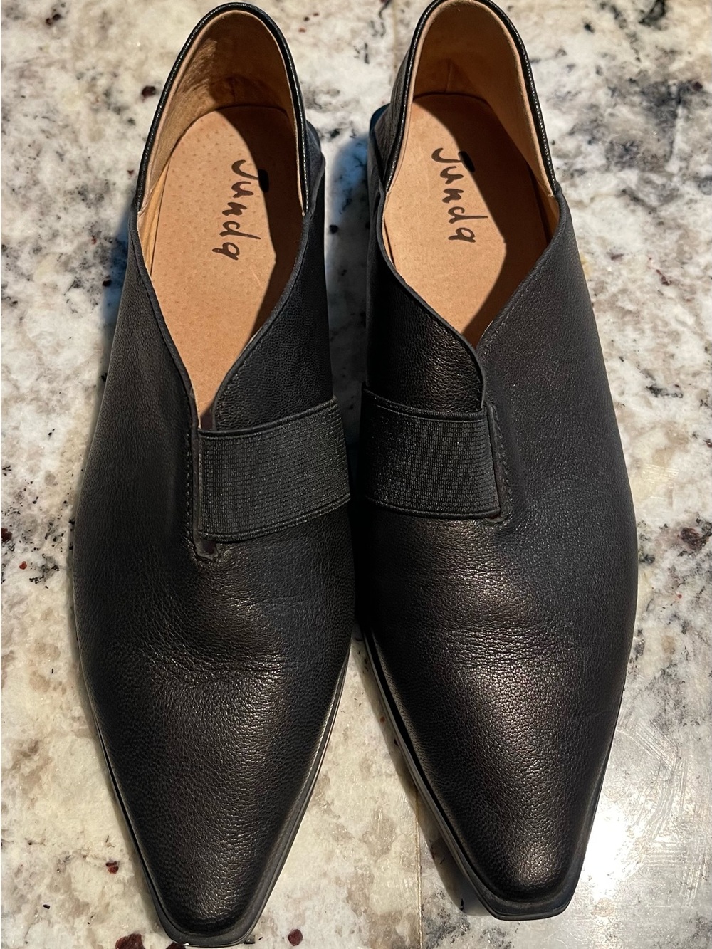 Women’s Black Leather Slip-On Dress Shoes